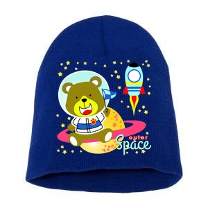 Cute Outer Space Bear Astronaut Short Acrylic Beanie