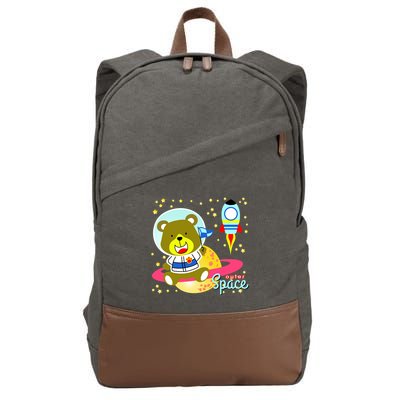 Cute Outer Space Bear Astronaut Cotton Canvas Backpack
