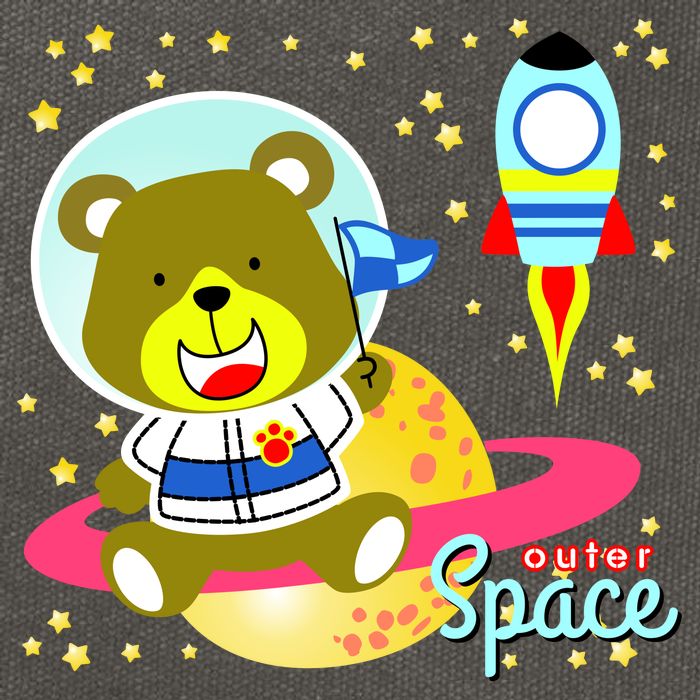Cute Outer Space Bear Astronaut Cotton Canvas Backpack