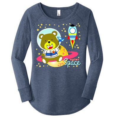 Cute Outer Space Bear Astronaut Women's Perfect Tri Tunic Long Sleeve Shirt