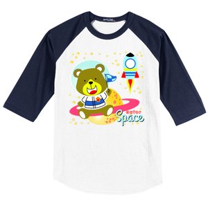 Cute Outer Space Bear Astronaut Baseball Sleeve Shirt