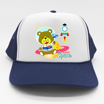 Cute Outer Space Bear Astronaut Trucker Hat