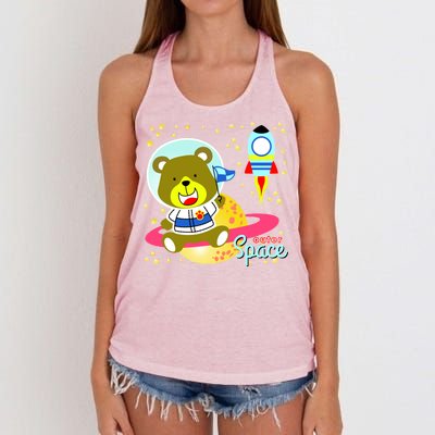 Cute Outer Space Bear Astronaut Women's Knotted Racerback Tank