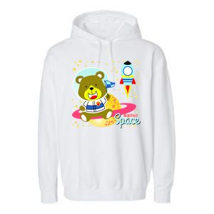 Cute Outer Space Bear Astronaut Garment-Dyed Fleece Hoodie