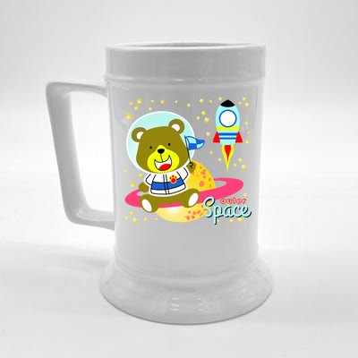 Cute Outer Space Bear Astronaut Beer Stein