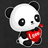 Cute Panda Holding A  Heart 7 Panel Mesh Trucker Snapback Hat