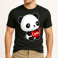 Cute Panda Holding A  Heart Cooling Performance Crew T-Shirt