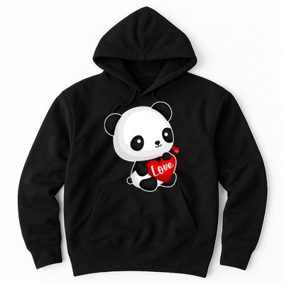 Cute Panda Holding A  Heart Hoodie