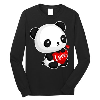 Cute Panda Holding A  Heart Long Sleeve Shirt