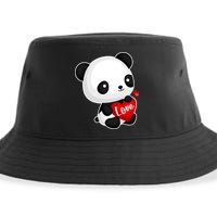 Cute Panda Holding A  Heart Sustainable Bucket Hat