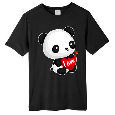 Cute Panda Holding A  Heart Tall Fusion ChromaSoft Performance T-Shirt