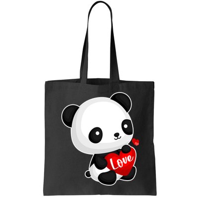 Cute Panda Holding A  Heart Bag