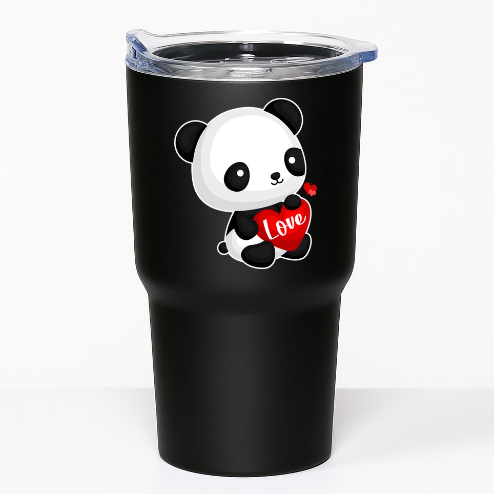 Cute Panda Holding A  Heart Tumbler