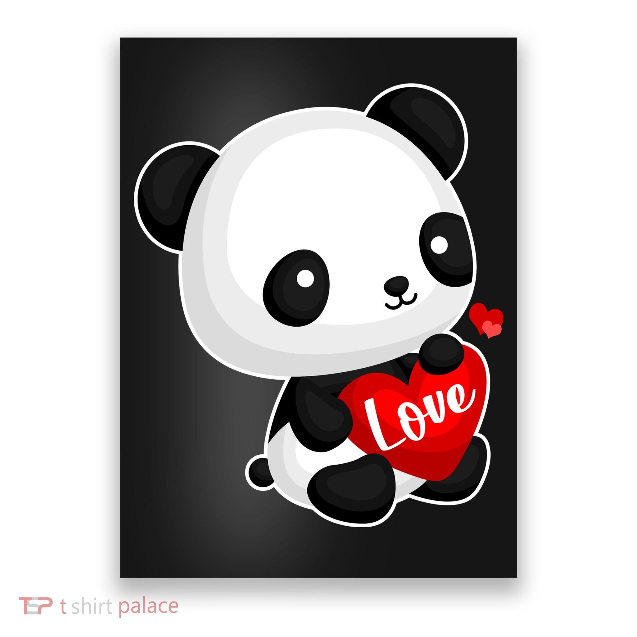 Cute Panda Holding A  Heart Poster