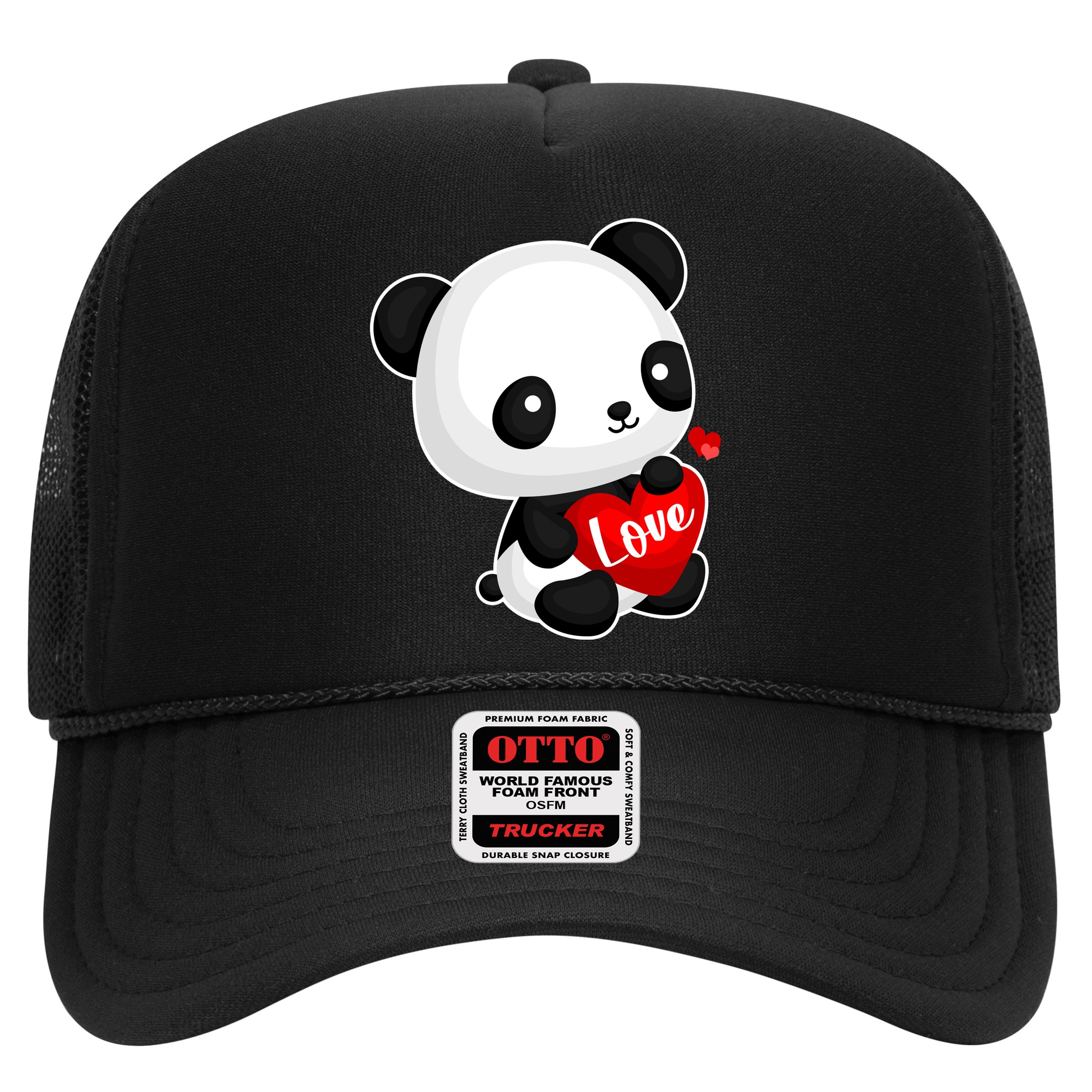 Cute Panda Holding A  Heart Hat