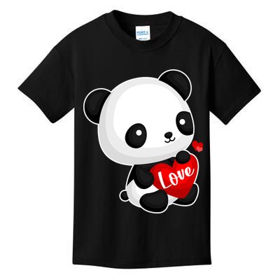 Cute Panda Holding A  Heart Kids T-Shirt