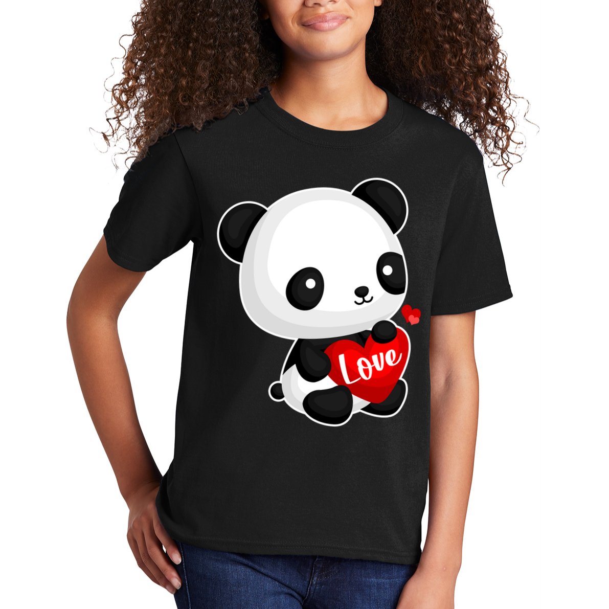 Cute Panda Holding A  Heart Kids T-Shirt