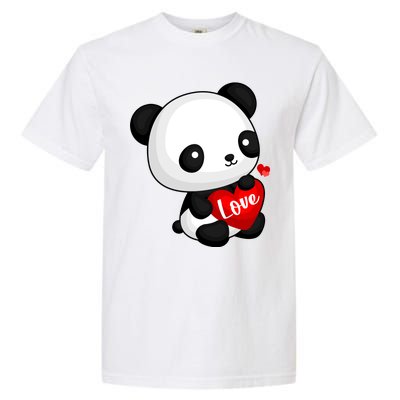 Cute Panda Holding A  Heart Garment-Dyed Heavyweight T-Shirt