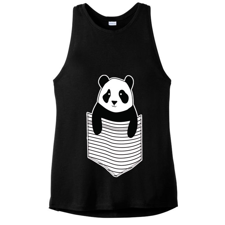 Cute Panda Pocket Ladies PosiCharge Tri-Blend Wicking Tank