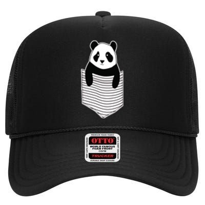 Cute Panda Pocket High Crown Mesh Back Trucker Hat