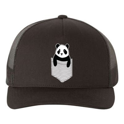 Cute Panda Pocket Yupoong Adult 5-Panel Trucker Hat