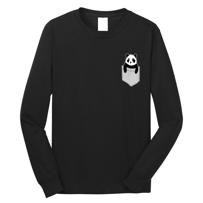 Cute Panda Pocket Long Sleeve Shirt