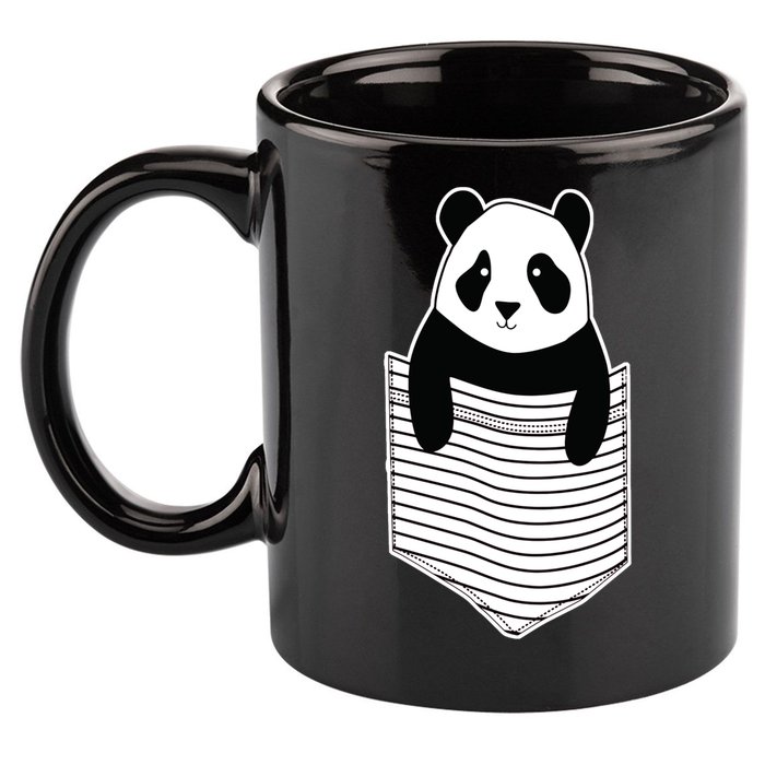 Cute Panda Pocket 11oz C Handle Ceramic Mug