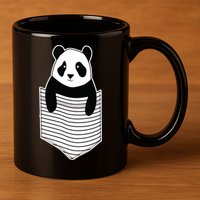 Cute Panda Pocket 11oz C Handle Ceramic Mug