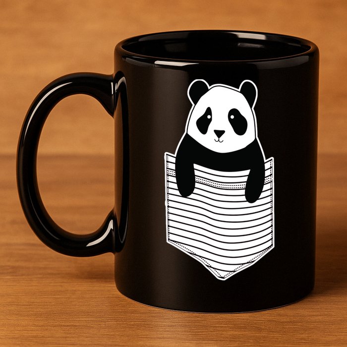 Cute Panda Pocket 11oz C Handle Ceramic Mug