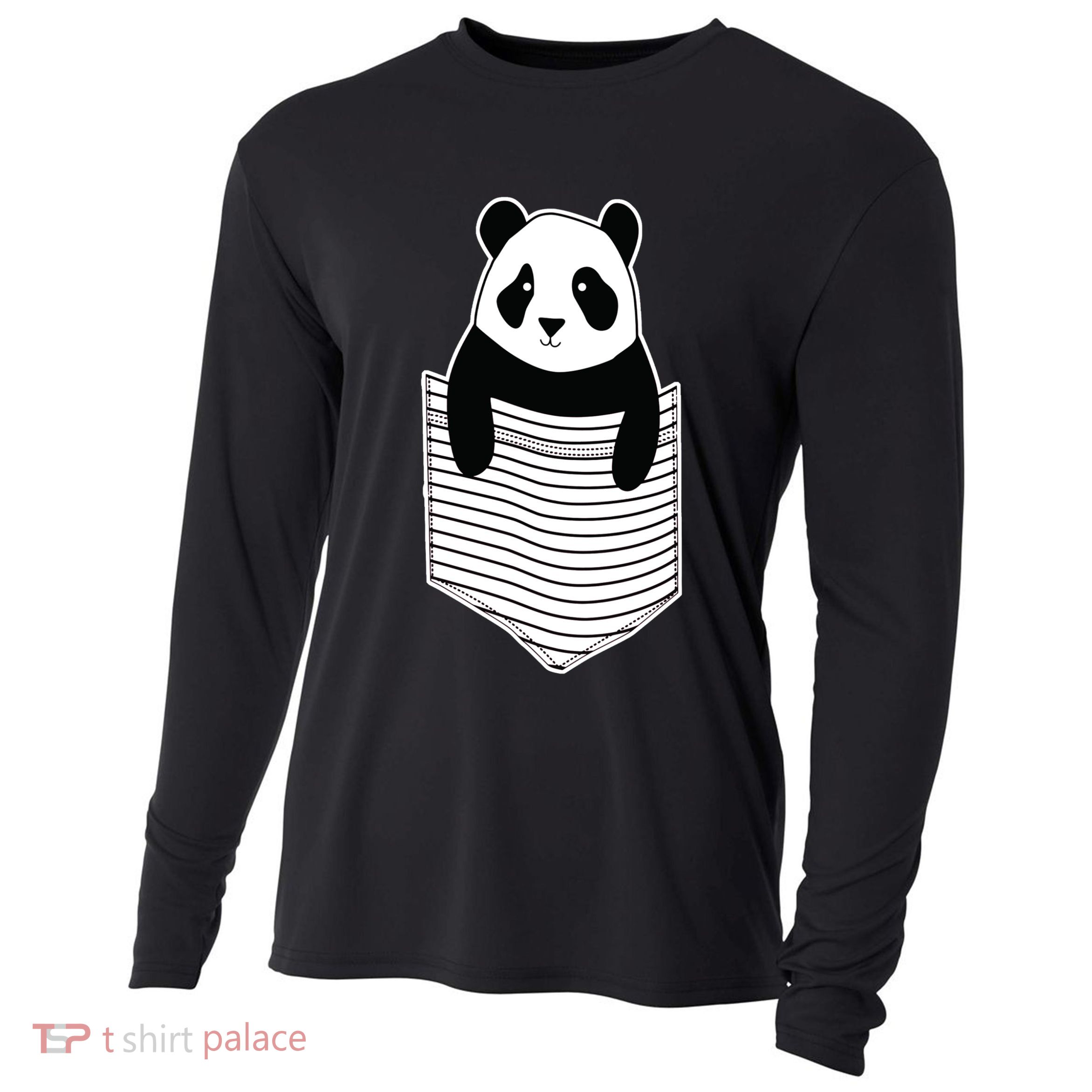 Cute Panda Pocket Cooling Performance Long Sleeve Crew