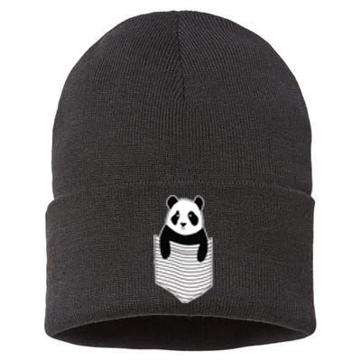 Cute Panda Pocket Sustainable Knit Beanie