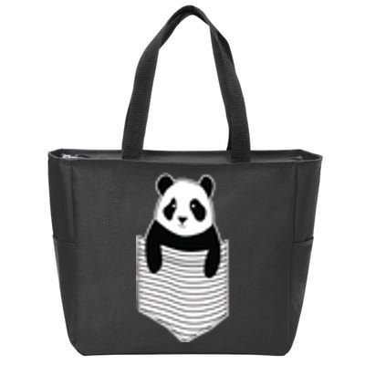 Cute Panda Pocket Zip Tote Bag