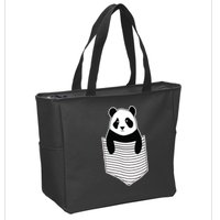 Cute Panda Pocket Zip Tote Bag