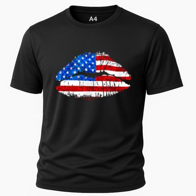 Cute Patriot USA American Flag Lipstick Kiss Performance Shirt