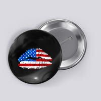 Cute Patriot USA American Flag Lipstick Kiss Button