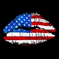Cute Patriot USA American Flag Lipstick Kiss Button