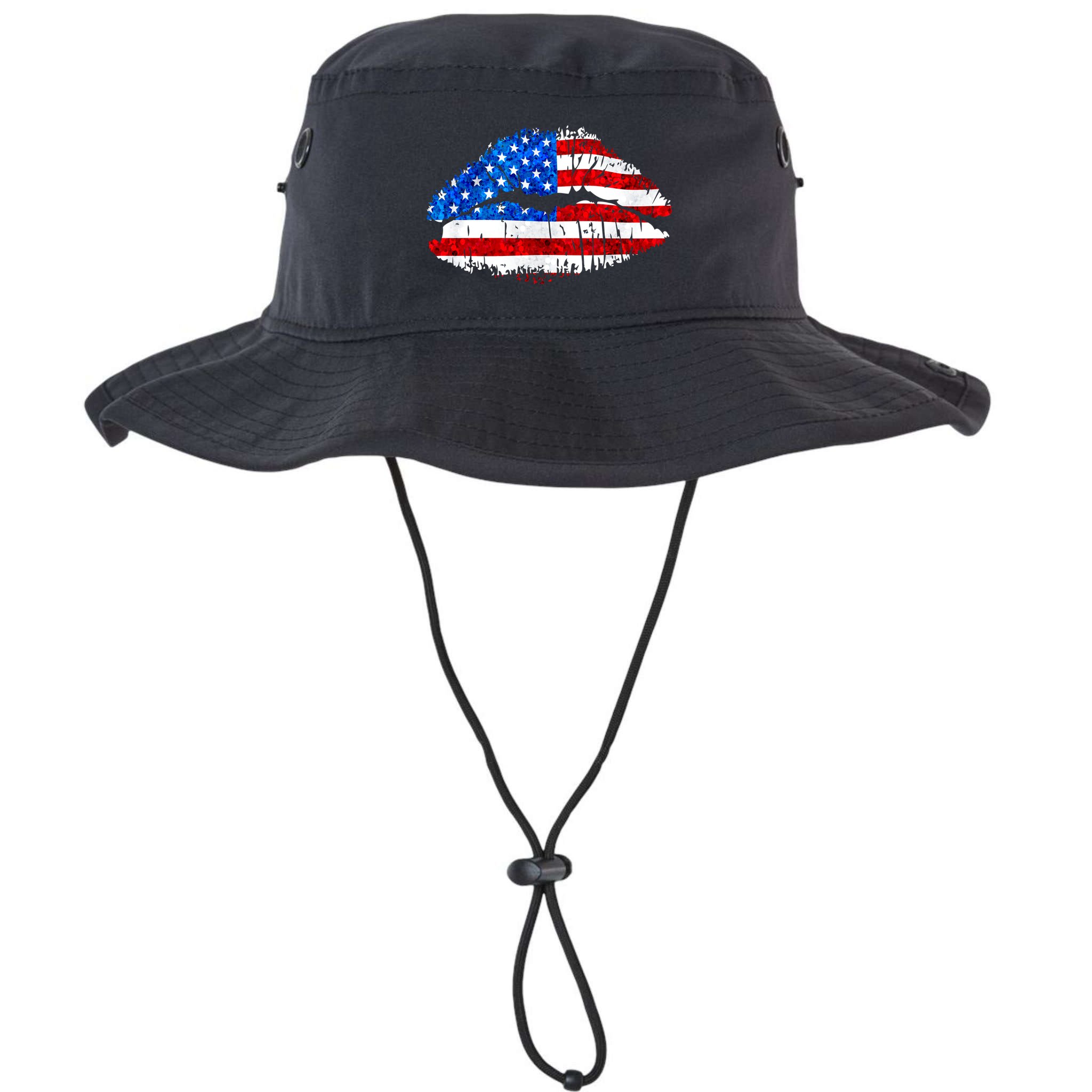 Cute Patriot USA American Flag Lipstick Kiss Bucket Hat