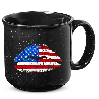 Cute Patriot USA American Flag Lipstick Kiss 15oz Campfire Ceramic Mug