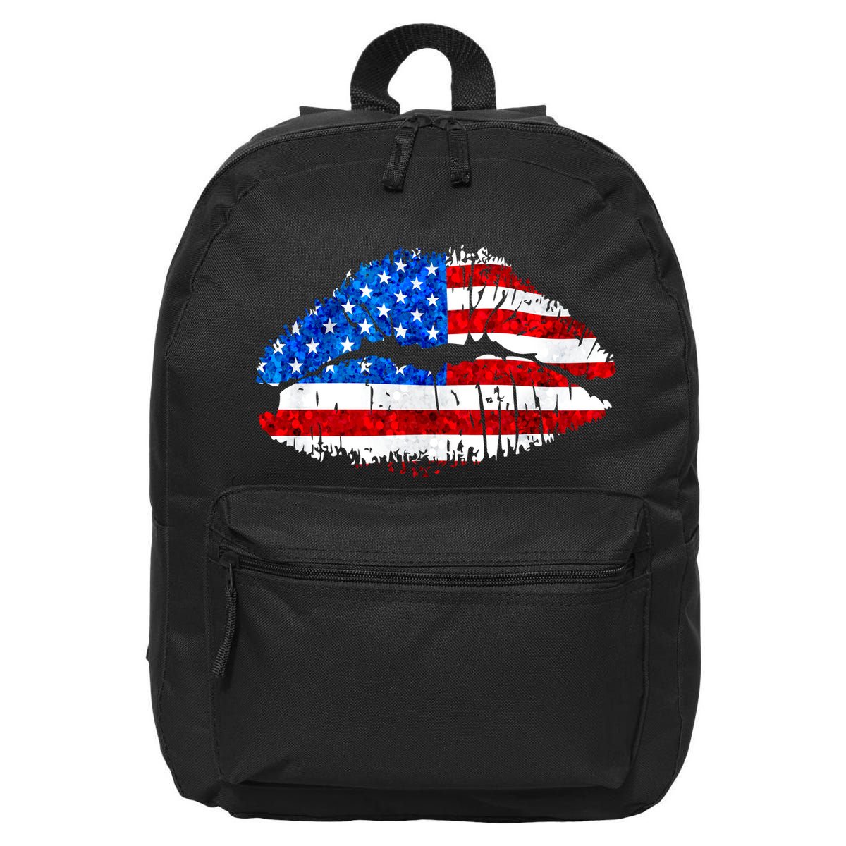 Cute Patriot USA American Flag Lipstick Kiss 16 in Basic Backpack