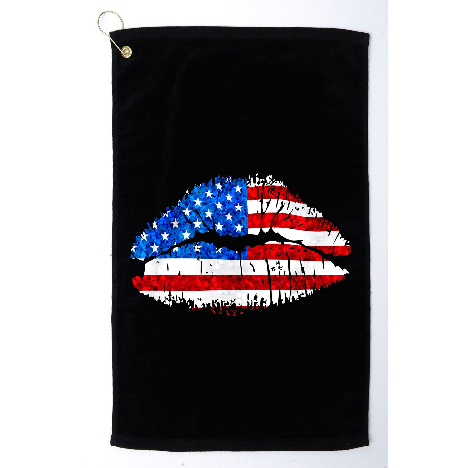 Cute Patriot USA American Flag Lipstick Kiss Golf Towel