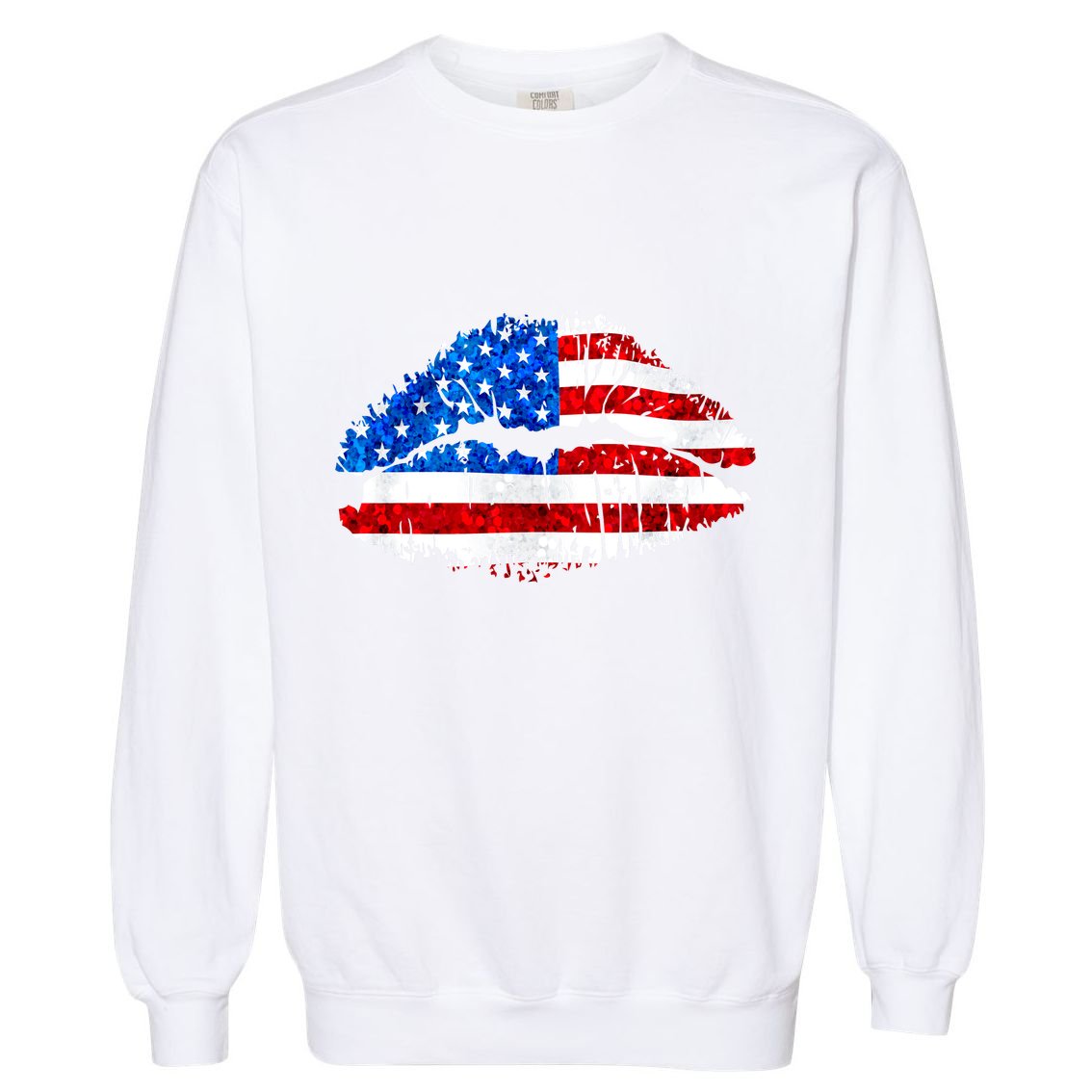 Cute Patriot USA American Flag Lipstick Kiss Garment-Dyed Sweatshirt