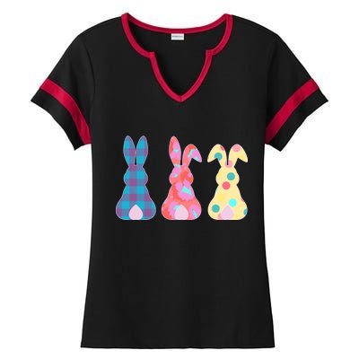 Cute Patterns Easter Bunnies Ladies Halftime Notch Neck Tee