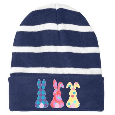 Cute Patterns Easter Bunnies Striped Beanie with Solid Band