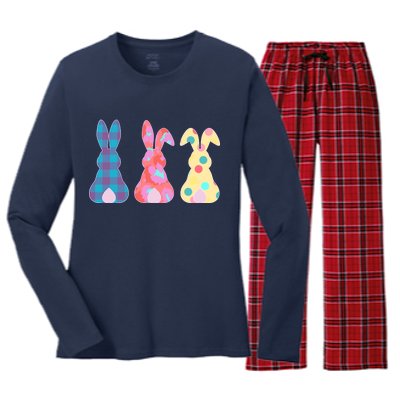 Cute Patterns Easter Bunnies Women's Long Sleeve Flannel Pajama Set 