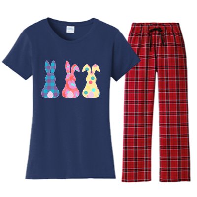 Cute Patterns Easter Bunnies Women's Flannel Pajama Set