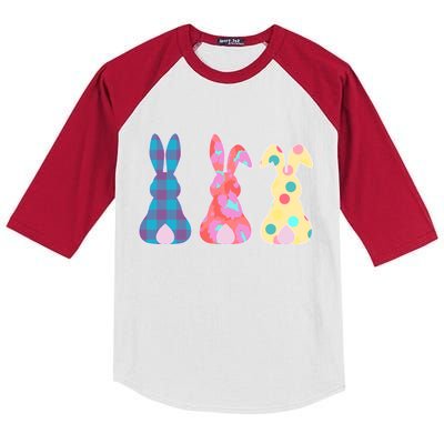 Cute Patterns Easter Bunnies Kids Colorblock Raglan Jersey