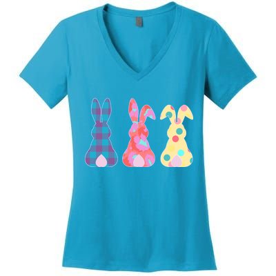 Cute Patterns Easter Bunnies Women's V-Neck T-Shirt