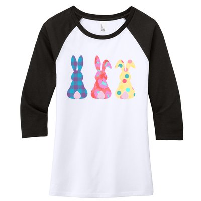 Cute Patterns Easter Bunnies Women's Tri-Blend 3/4-Sleeve Raglan Shirt