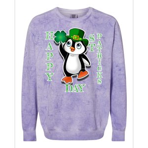 Cute Penguin Happy St Patricks Day Colorblast Crewneck Sweatshirt