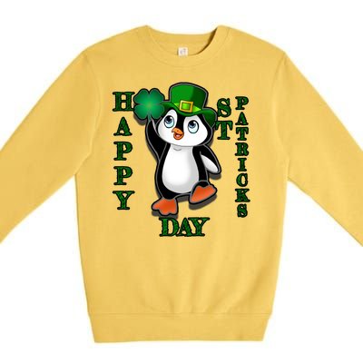 Cute Penguin Happy St Patricks Day Premium Crewneck Sweatshirt